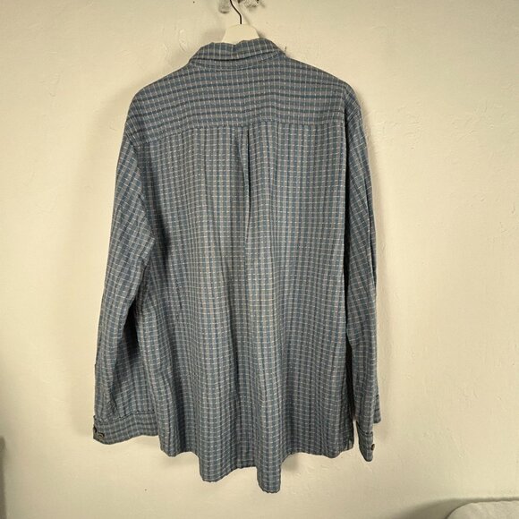 Carbon 2 Cobalt Mens Long Sleeve Checkered Button Up Shirt Large Cotton Blue - Picture 2 of 7